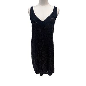 EUC Aqua Women's Black Sequin Sleeveless Mini Dress Size L